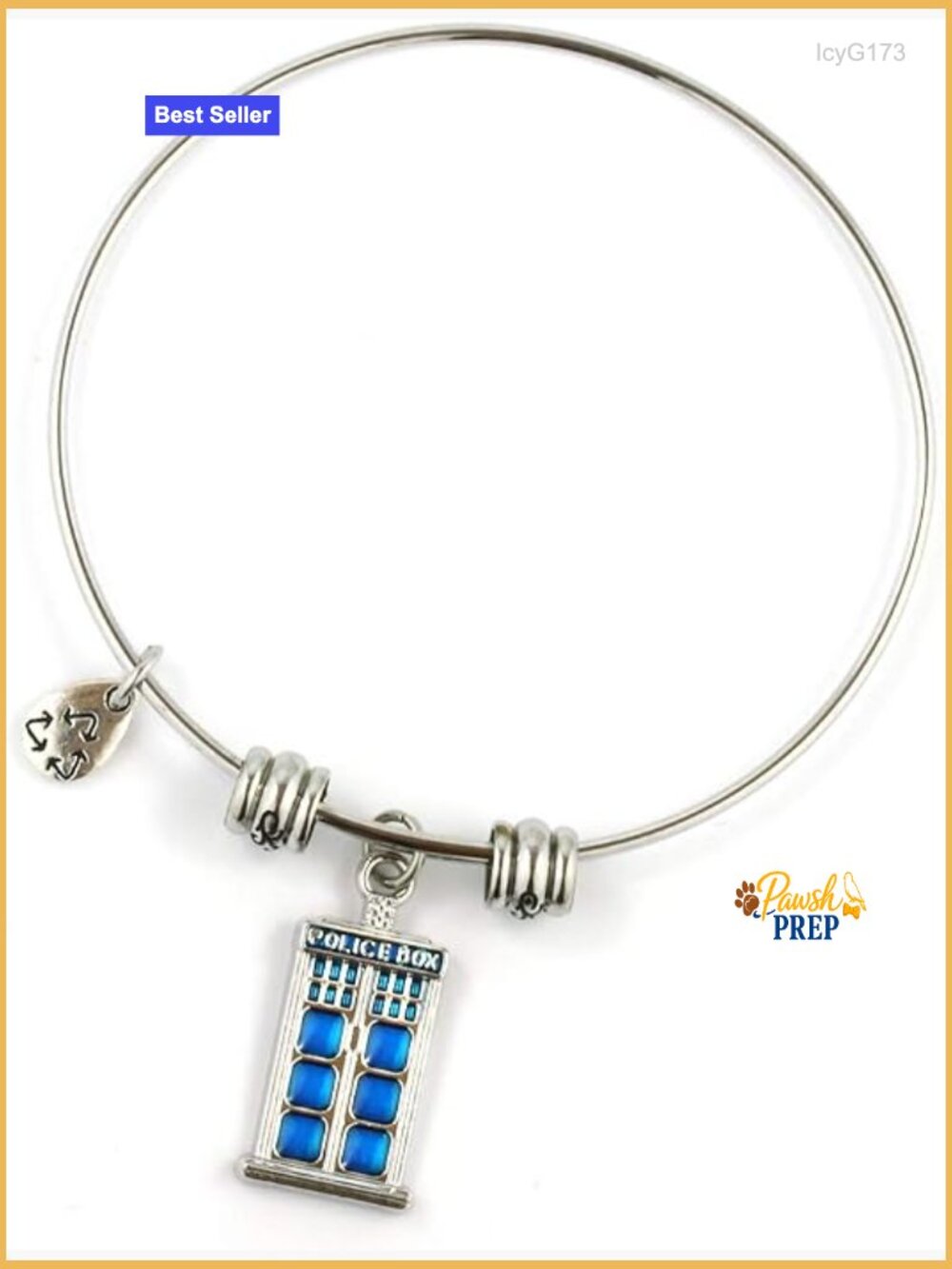 Dr Who Tardis Police Box Charm Bangle Bracelet Adjustable